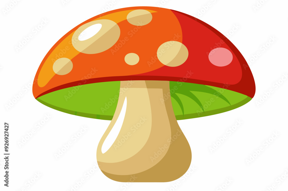 Cartoon illustration of a red and white spotted mushroom Cartoon illustration of a red and white spotted mushroom