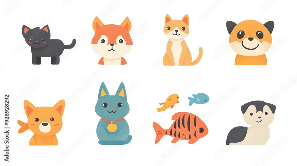 Set of 10 Cute Pet Animal Icons in Clear Minimalist Design for Branding Logo and UIUX Set of 10 Cute Pet Animal Icons in Clear Minimalist Design for Branding Logo and UIUX