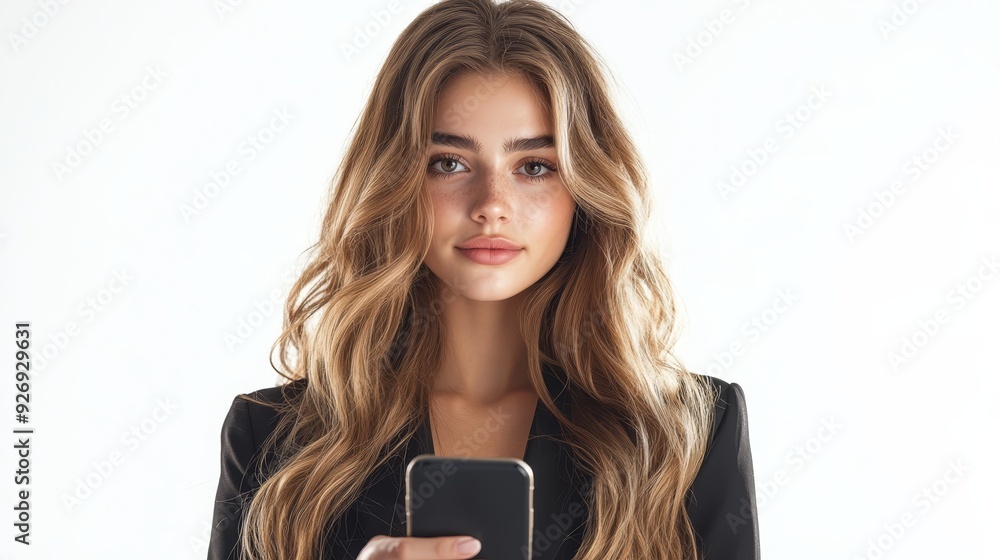 Fototapeta premium Confident young woman using smartphone