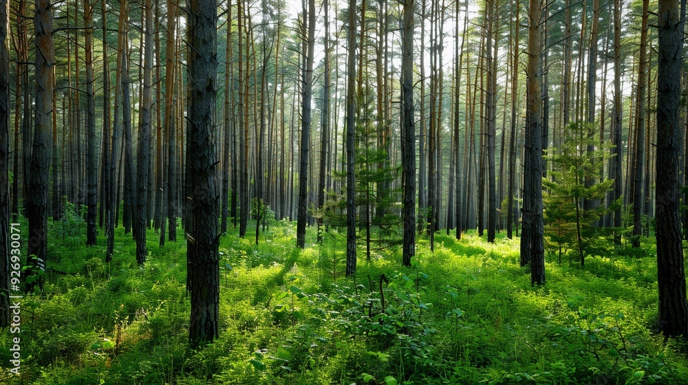 Tranquil Forest Retreat. Serene and peaceful nature scenery concept Tranquil Forest Retreat. Serene and peaceful nature scenery concept
