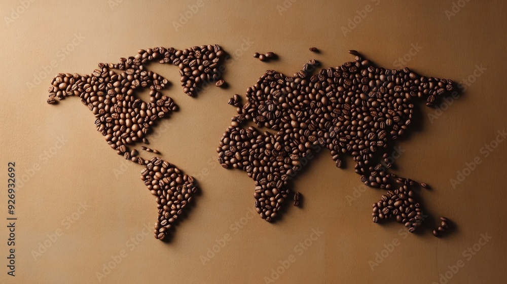 World Map Made of Coffee Beans World Map Made of Coffee Beans