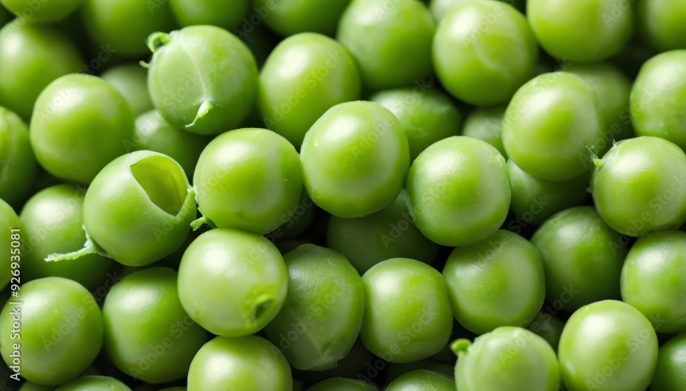 Fresh vibrant green peas in a closeup shot Fresh vibrant green peas in a closeup shot