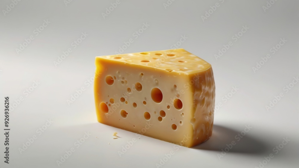 Single Piece of Cheese on White Background Single Piece of Cheese on White Background