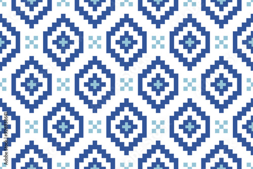 Cross Stitch embroidery seamless.Geometric pixel ethnic patterns. American, Mexican,African, mediterranean,nordic,Aztec style.Trendy folk art background design for products, fabric,print,decorate.