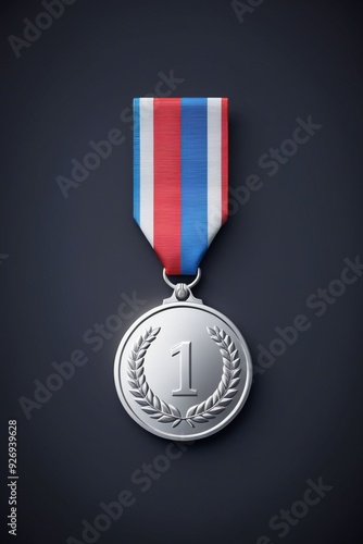 Silver medal icon isolated on a clean dark background