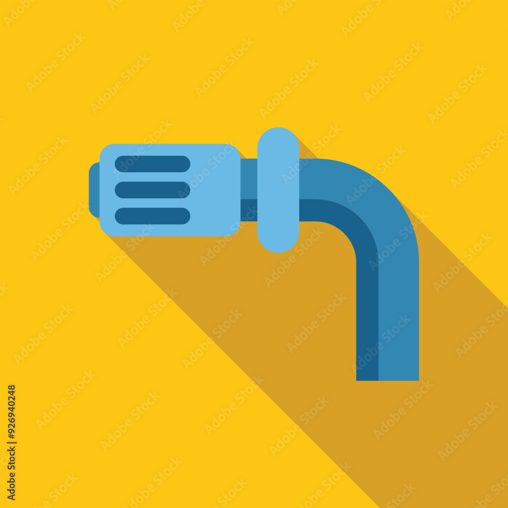 Blue pipe with a flange is connecting on a yellow background Blue pipe with a flange is connecting on a yellow background