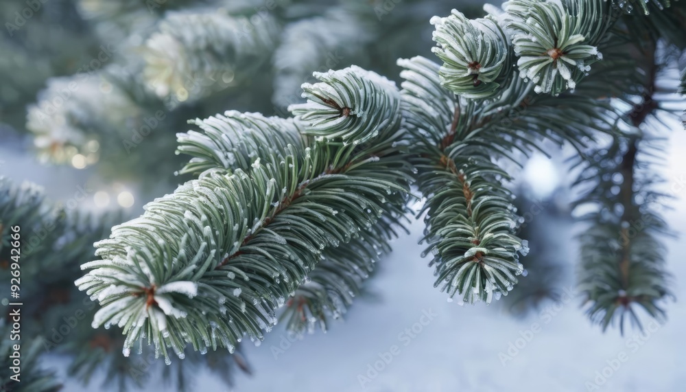 Snowy Evergreen Branches in Winter Snowy Evergreen Branches in Winter