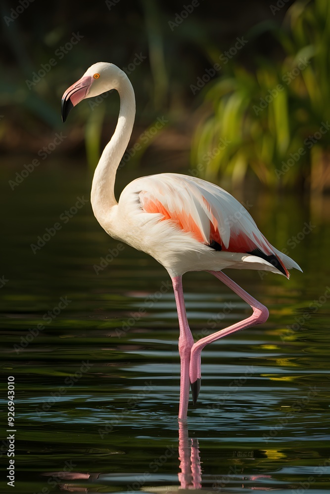 Obraz premium Lesser Flamingo, in Nature, Abstract Image, Texture, Pattern, Wallpaper, Smartphone Cover and Screen, Cell Phone, Computer, Laptop, 9:16 and 16:9 Format