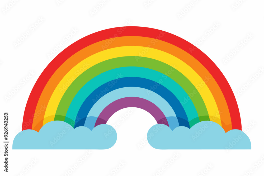 Colorful Rainbow Arch with Two Clouds Below Colorful Rainbow Arch with Two Clouds Below