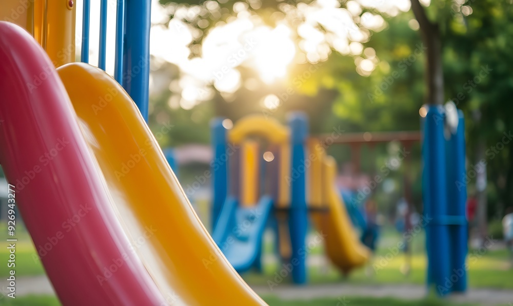 colorful playground in the park on a summer day , Generative AI