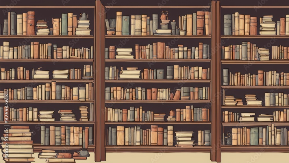 library shelves with books library shelves with books