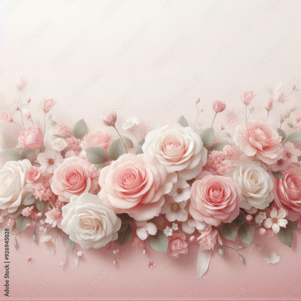Soft Pink Roses Border in Pastel Tones for mother's Day Soft Pink Roses Border in Pastel Tones for mother's Day