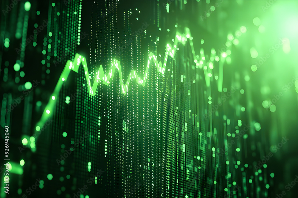 3D Business Finance Chart Highlights business success Green arrow indicating financial growth 3D Business Finance Chart Highlights business success Green arrow indicating financial growth