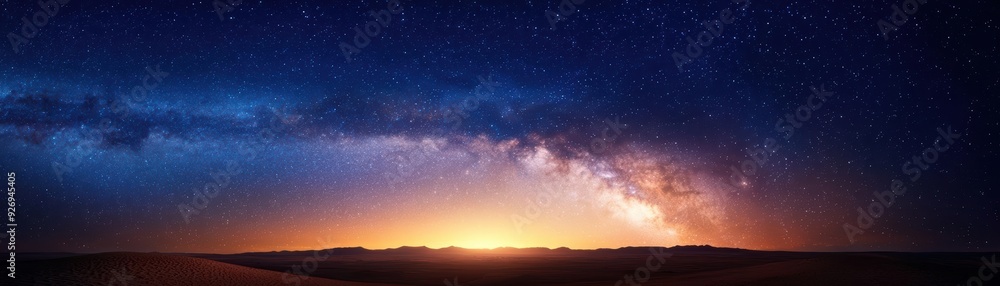 Milky Way Galaxy over a dark horizon Milky Way Galaxy over a dark horizon