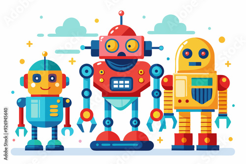 Three Cartoon Robots with Different Designs and Personalities