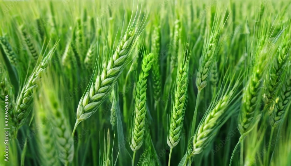 Vibrant green wheat field ready for harvest Vibrant green wheat field ready for harvest