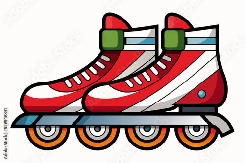 Cartoon Illustration of a Pair of Inline Skates