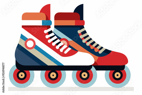 Retro Inline Roller Skates with Colorful Geometric Design
