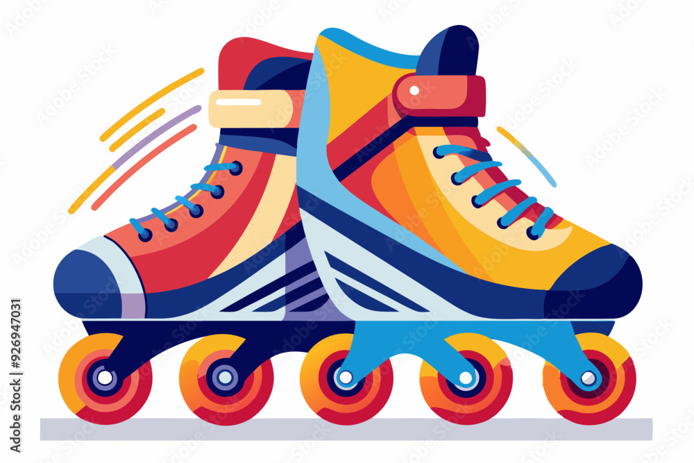 Colorful Inline Skates with Yellow, Red, and Blue Details Colorful Inline Skates with Yellow, Red, and Blue Details