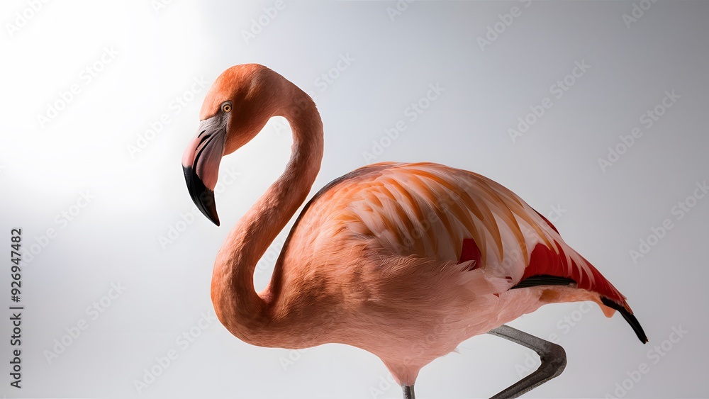Naklejka premium Lesser Flamingo, on White Background, Pattern, Wallpaper, Cover and Screen of Smartphone, Cell Phone, Computer, Laptop, 9:16 and 16:9 Format