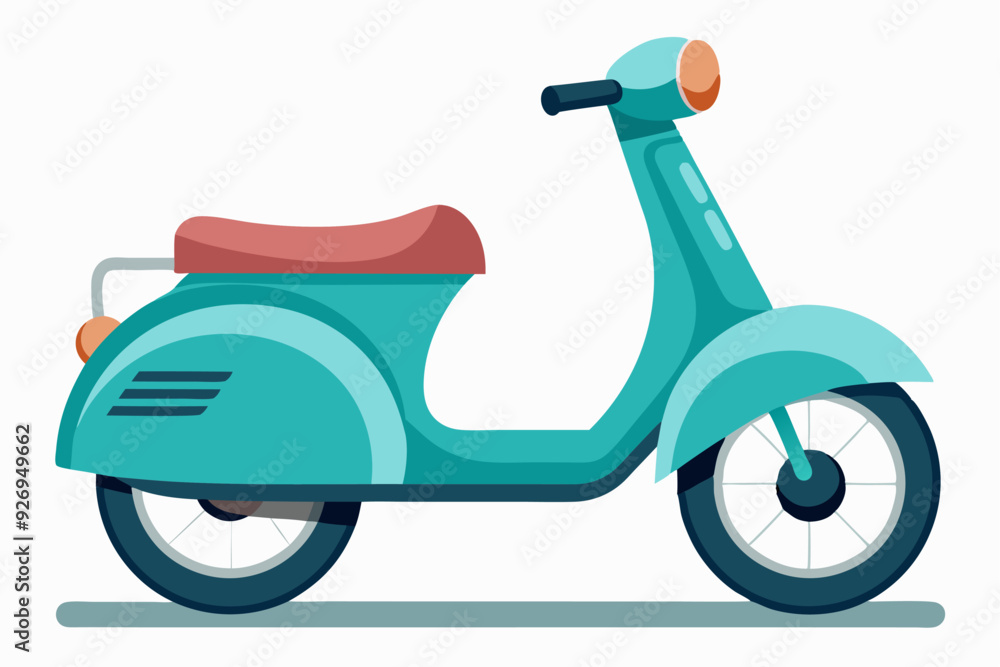 Blue and Red Scooter with a White Background Blue and Red Scooter with a White Background