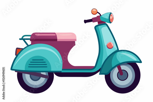 Blue and Purple Scooter with Orange Rearview Mirrors
