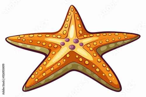 Cartoon Illustration of a Yellow and Orange Starfish