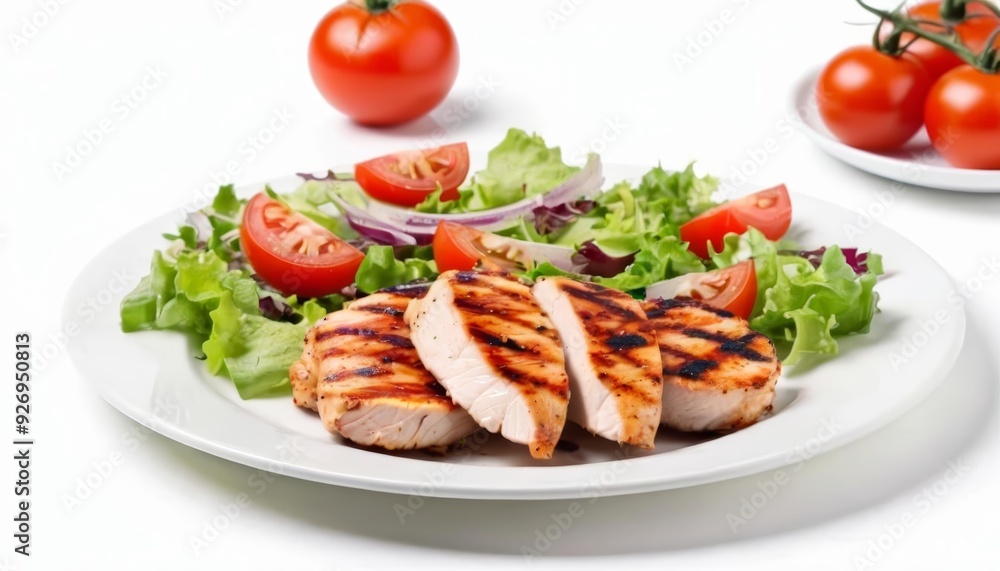 Delicious grilled chicken and fresh salad on a plate Delicious grilled chicken and fresh salad on a plate