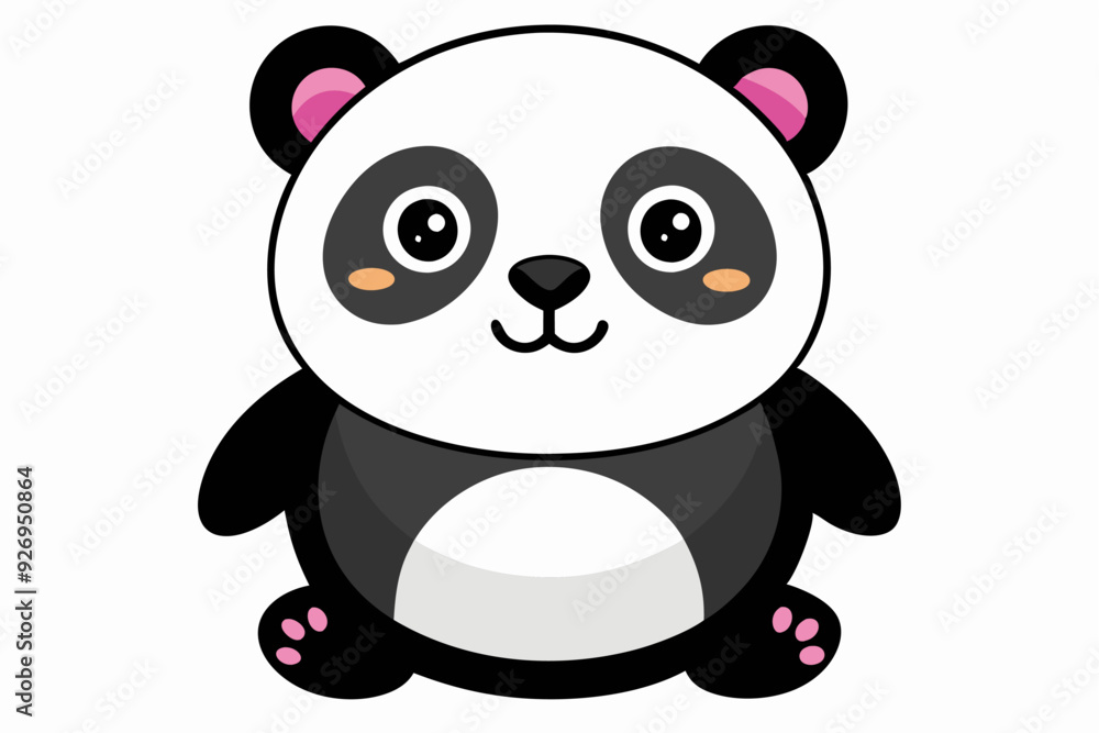 Naklejka premium Cartoon Panda Bear with Pink Ears and Paws