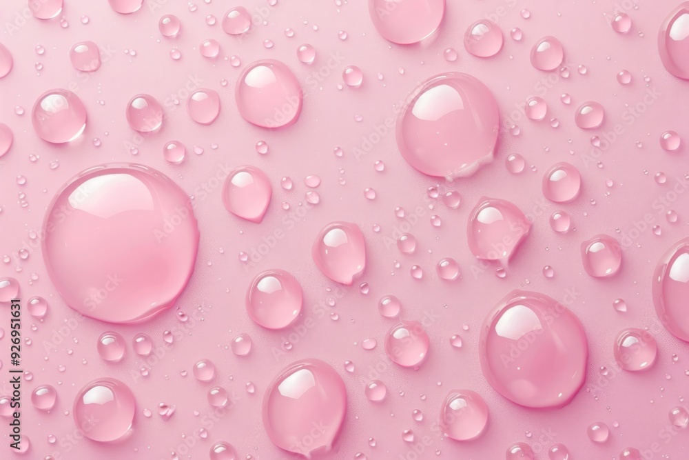 Pink Water Drops on Pink Background Pink Water Drops on Pink Background