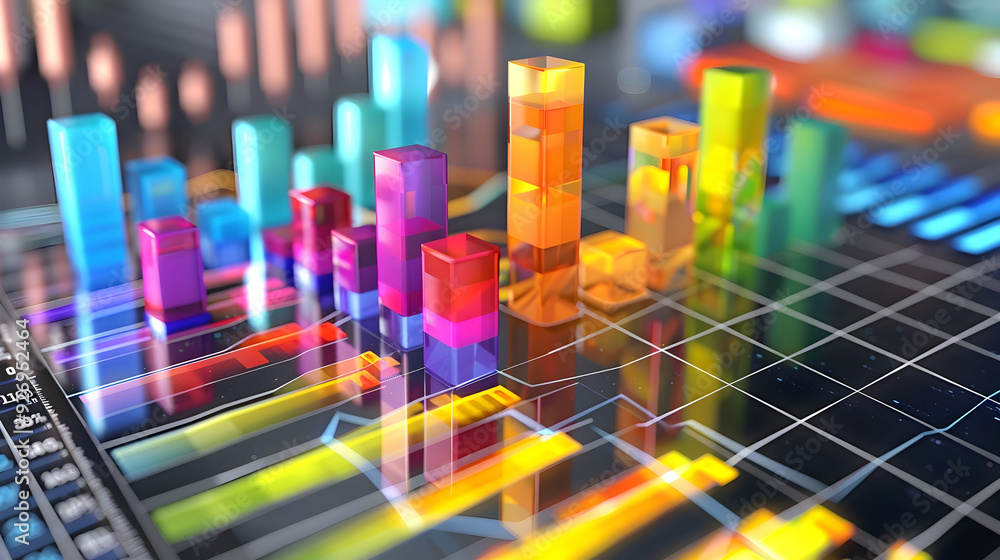 3D financial performance bar chart results 3D financial performance bar chart results