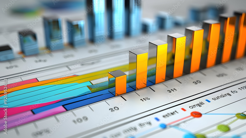 3D financial performance bar chart results 3D financial performance bar chart results