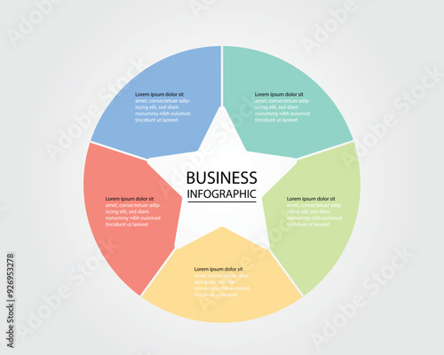 Business design template for an infographic banner featuring circular diagrams with star inside