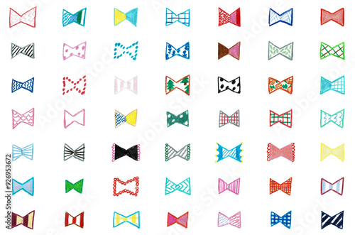 手描きイラスト　可愛いリボンのセット