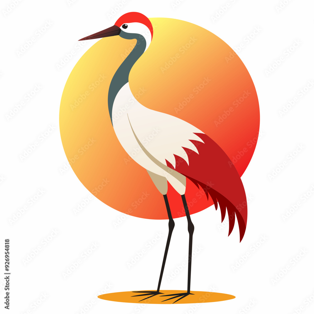 Obraz premium heron on sunset background silhouette vector illustration