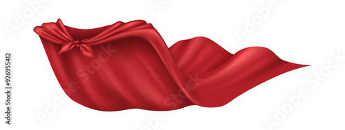 Vintage holy person cloak with flying edge sensible vector illustration. Performing superpower. Rosy cape complimenting in wind 3d dissent on white establishment