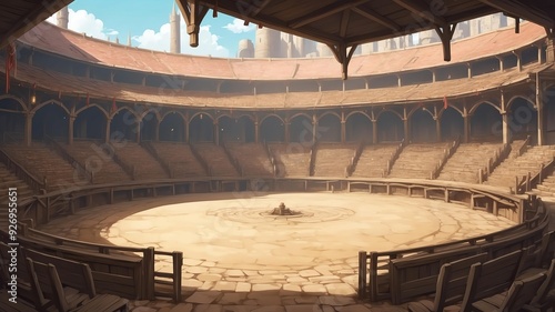 retro style anime medieval arena background