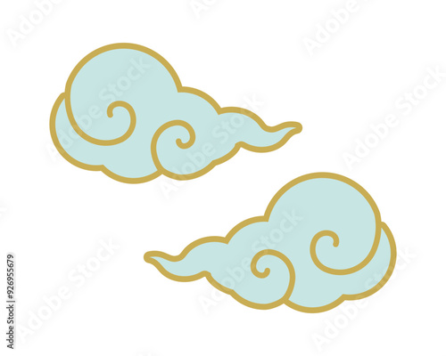 吉祥雲のイラスト　和柄　背景透過