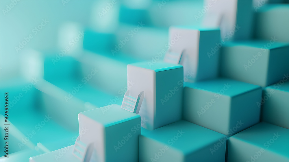 Climbing to Success - 3D Bar Graph with Ladder Climbing to Success - 3D Bar Graph with Ladder