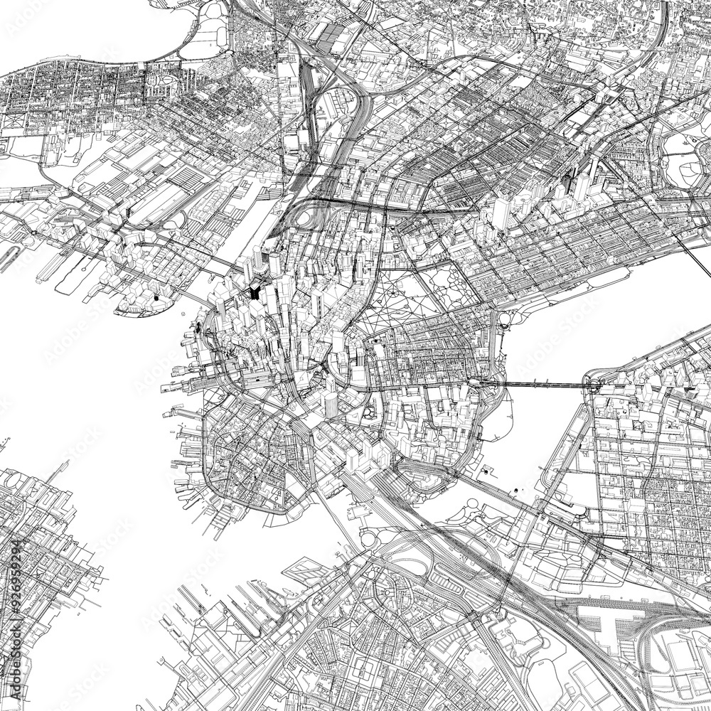 Naklejka premium 3D illustration of city and urban in Boston USA