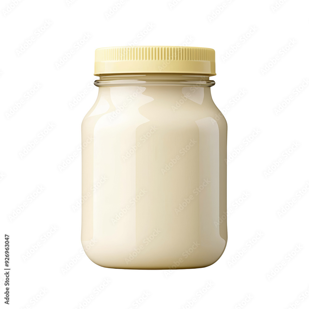 Glass jar filled with mayonnaise isolated on a transparent background. Glass jar filled with mayonnaise isolated on a transparent background.