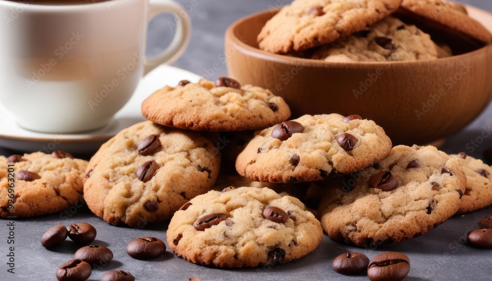 Coffee break with chocolate chip cookies Coffee break with chocolate chip cookies