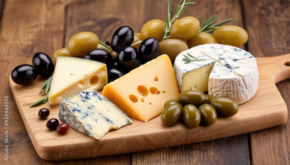 Deliciously artisanal cheese and olives perfect for a gourmet snack Deliciously artisanal cheese and olives perfect for a gourmet snack