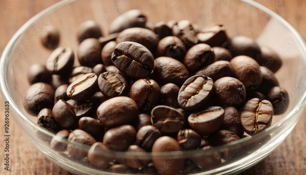 Fototapeta premium Aromatic coffee beans in a glass bowl