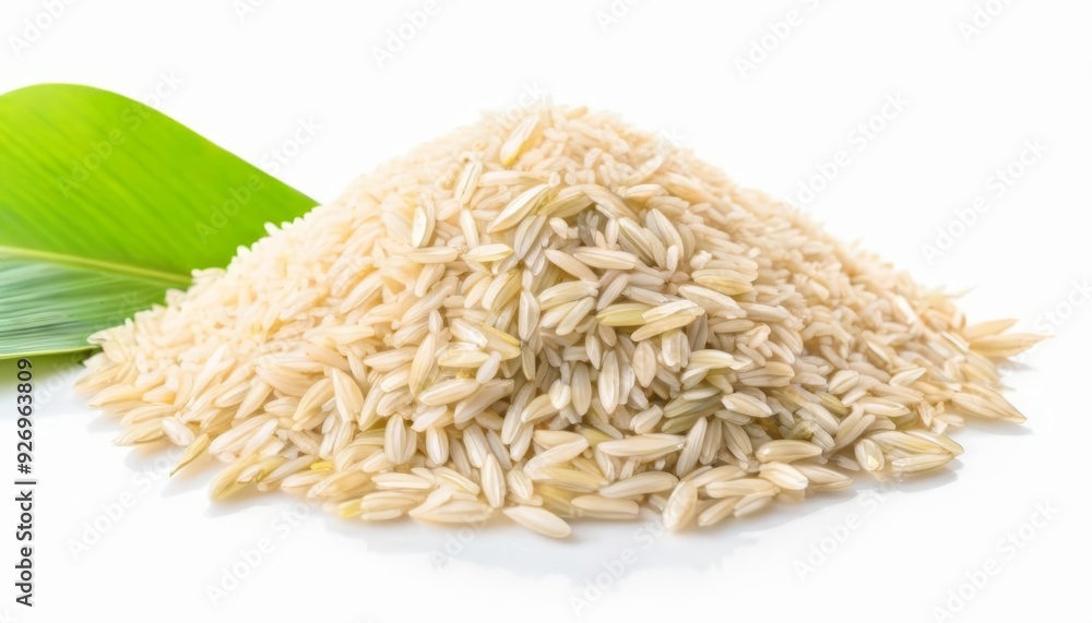 Natural and organic rice grains with a hint of green Natural and organic rice grains with a hint of green