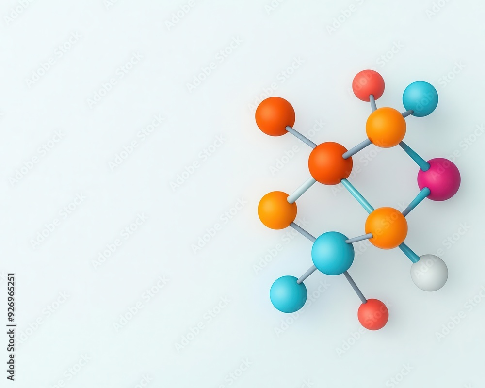 Isolated organic molecules floating in a bright, white environment, symbolizing purity and innovation, Pure organic molecules, Chemical Innovation Isolated organic molecules floating in a bright, white environment, symbolizing purity and innovation, Pure organic molecules, Chemical Innovation