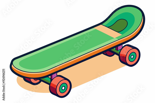 Green and Orange Skateboard with Red Wheels