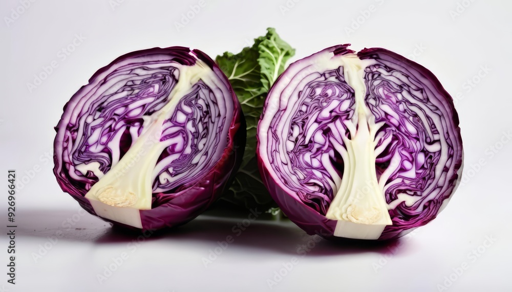 Freshly cut purple cabbage with vibrant layers Freshly cut purple cabbage with vibrant layers