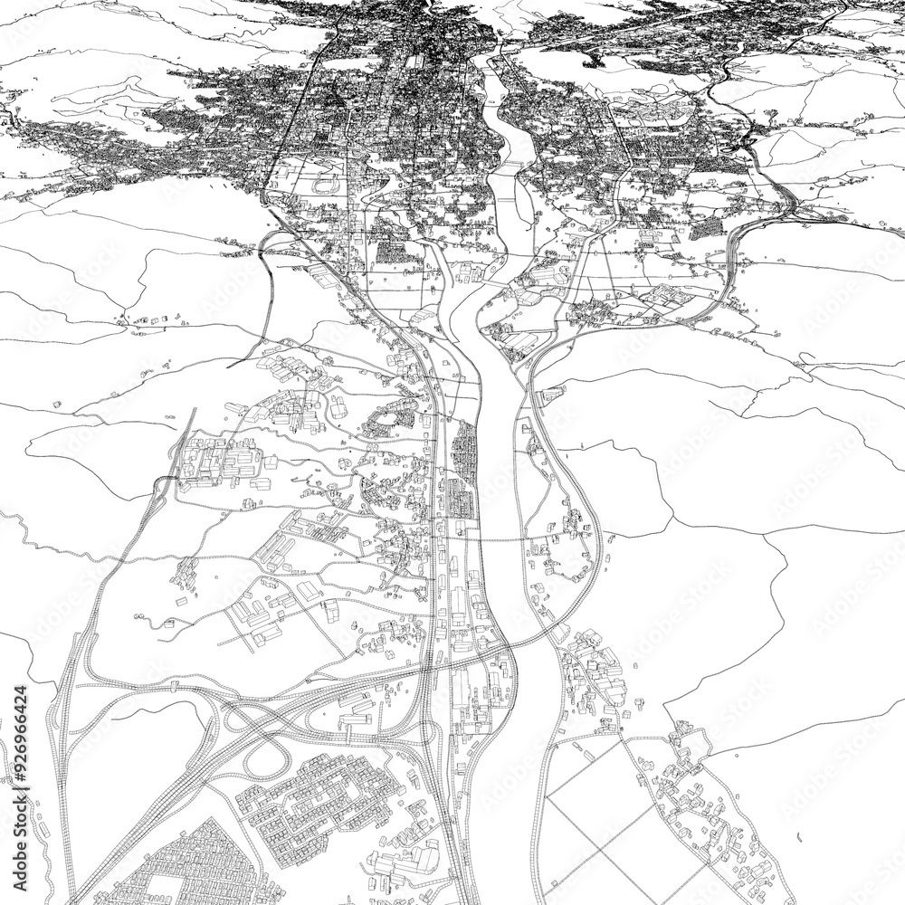 3D illustration of city and urban in Yamaguchi Japan 3D illustration of city and urban in Yamaguchi Japan