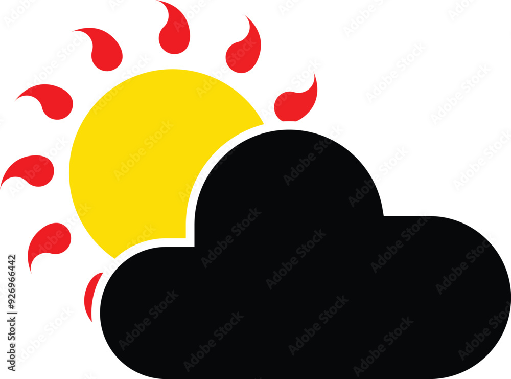 sun and cloud icon symbolizing weather conditions. sun partially obscured by a fluffy cloud evokes a of partly cloudy or mostly sunny weather. vector icon is perfect for weather apps, website design